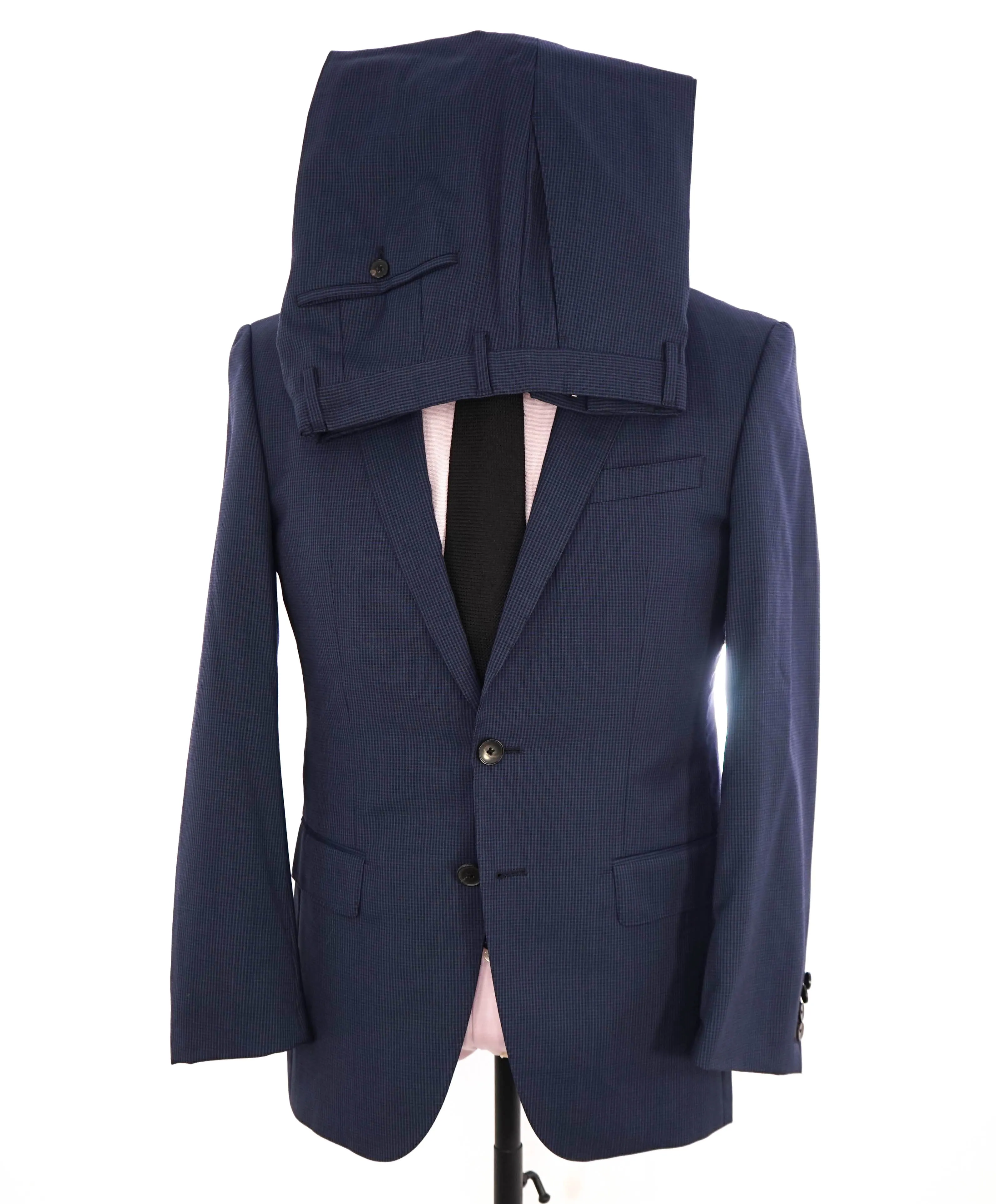 HUGO BOSS - "STRETCH TAILORING" Fabric Blue Micro Check SLIM Suit 2-Pc - 36R