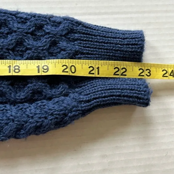 Inis Crafts LARGE Fisherman’s Cable knit blue merino wool sweater Ireland