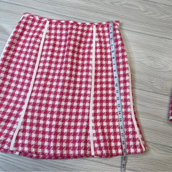 Isabel &amp; Nina Pink White Tweed Blazer Skirt Set Coquette Chic Women’s size 8