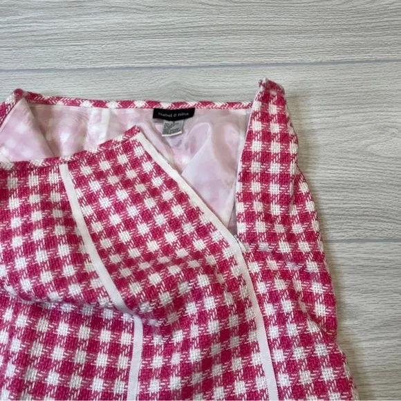Isabel &amp; Nina Pink White Tweed Blazer Skirt Set Coquette Chic Women’s size 8