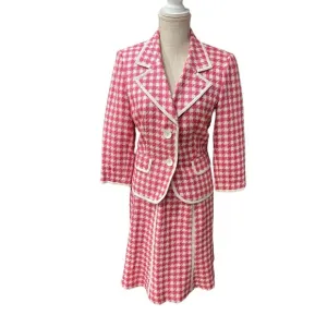 Isabel &amp; Nina Pink White Tweed Blazer Skirt Set Coquette Chic Women’s size 8