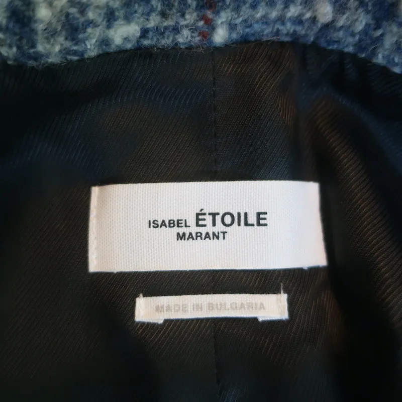 Isabel Marant Etoile Blazer Kice Blue Checked Tweed Size 42 One-Button Jacket