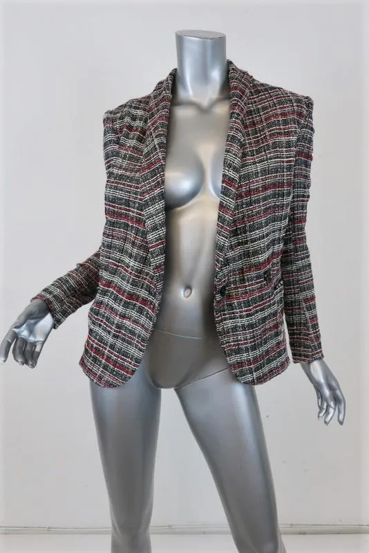 Isabel Marant Etoile Gabe Tweed Blazer Black/Red Size 36 Double Breasted Jacket