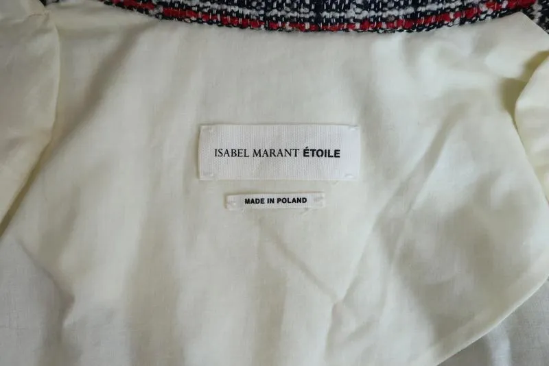 Isabel Marant Etoile Gabe Tweed Blazer Black/Red Size 36 Double Breasted Jacket