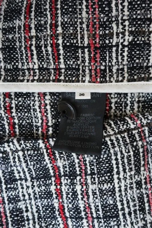 Isabel Marant Etoile Gabe Tweed Blazer Black/Red Size 36 Double Breasted Jacket