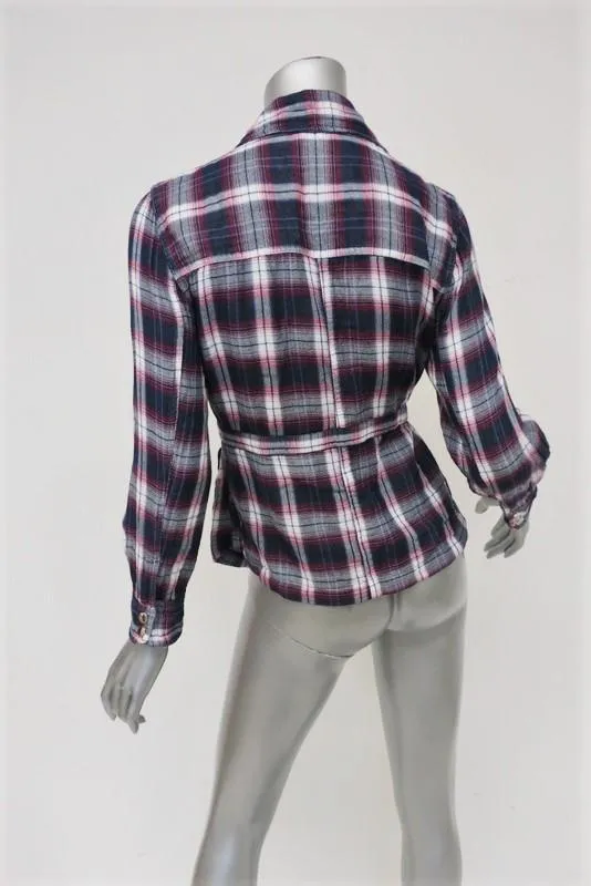 Isabel Marant Etoile Plaid Shirt Jacket Navy/Red Cotton Size 2