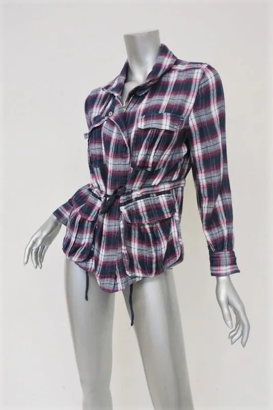 Isabel Marant Etoile Plaid Shirt Jacket Navy/Red Cotton Size 2
