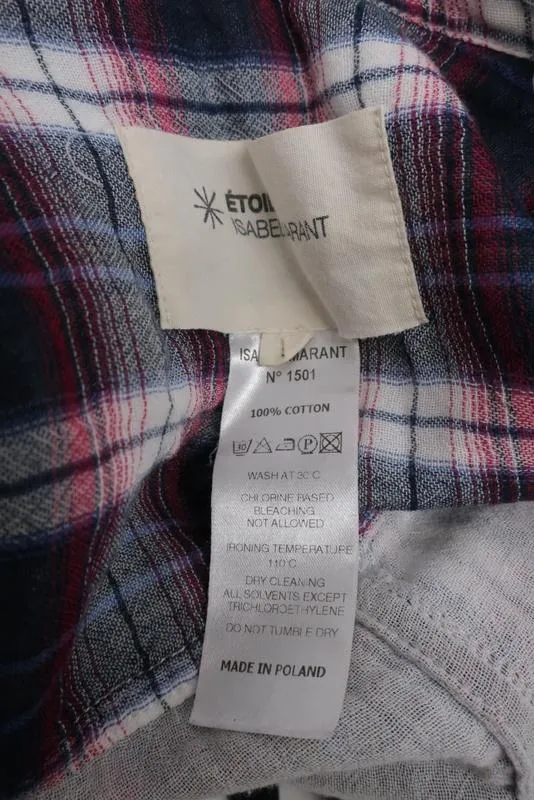Isabel Marant Etoile Plaid Shirt Jacket Navy/Red Cotton Size 2
