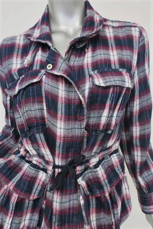 Isabel Marant Etoile Plaid Shirt Jacket Navy/Red Cotton Size 2