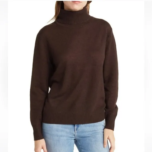 J. Crew 100% Cashmere Turtleneck Brown Sweater Small