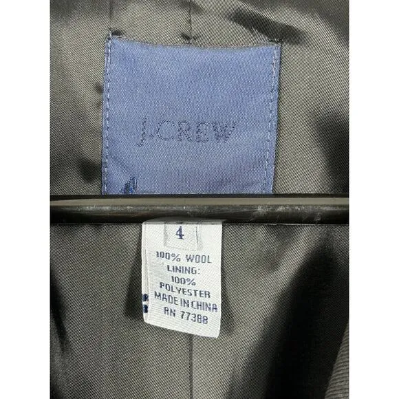 J. Crew Blazer Womens Size 4 Wool Black Super 120s 2 Button