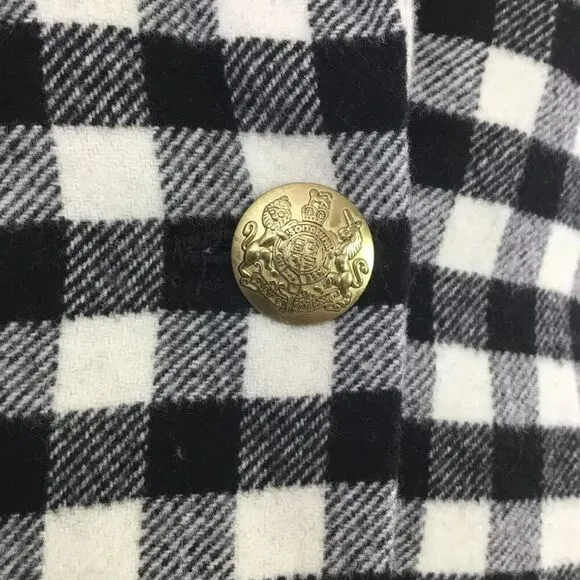 J. Crew Blazer Womens sz 0 Buffalo Check Wool Black White Gold Buttons Classic