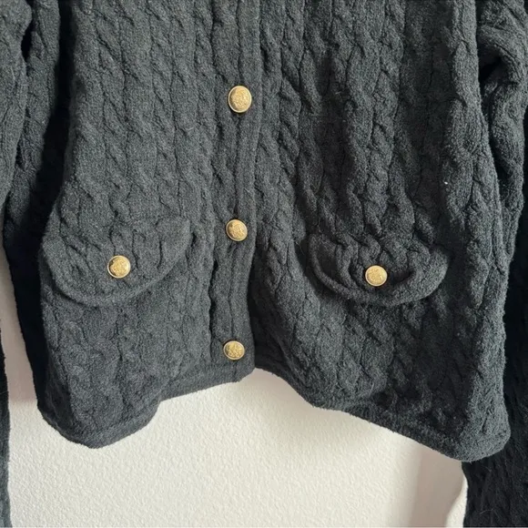 J. Crew Odette Cable-Knit Sweater Lady Jacket in Cotton-Blend Bouclé Size: M