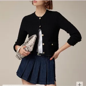 J. Crew Odette Cable-Knit Sweater Lady Jacket in Cotton-Blend Bouclé Size: M