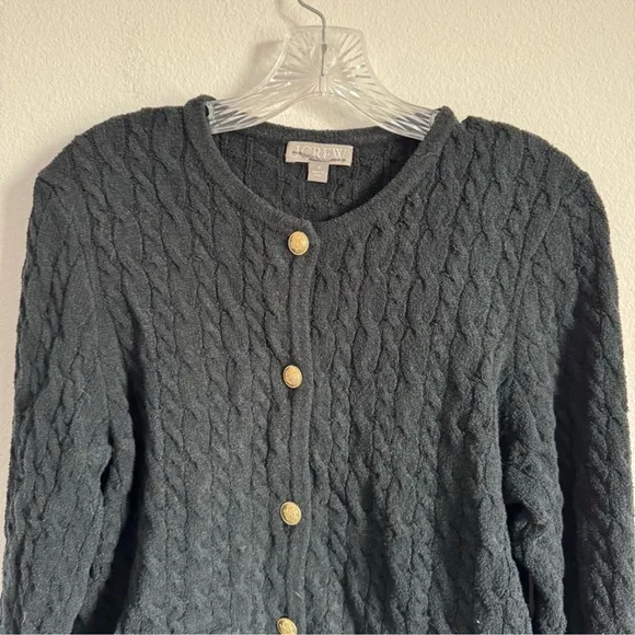 J. Crew Odette Cable-Knit Sweater Lady Jacket in Cotton-Blend Bouclé Size: M