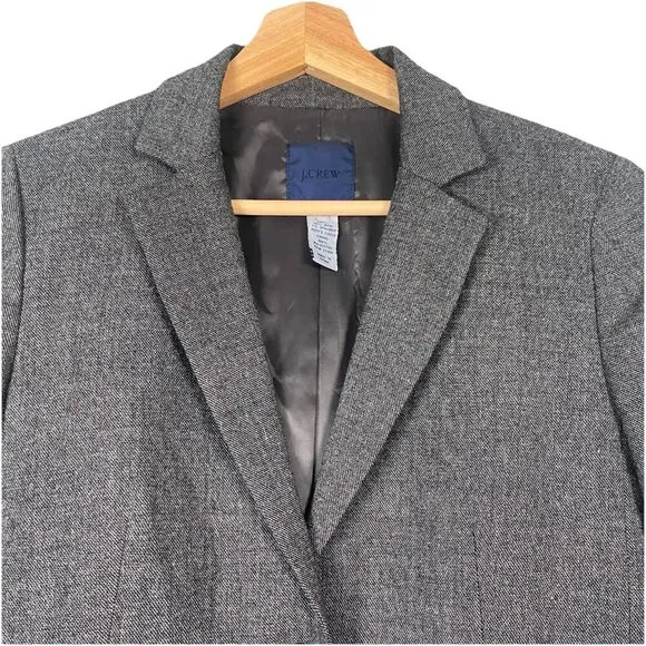 J Crew School Boy Wool Spandex Blazer Size 6 Gray Neutral Minimalist Preppy