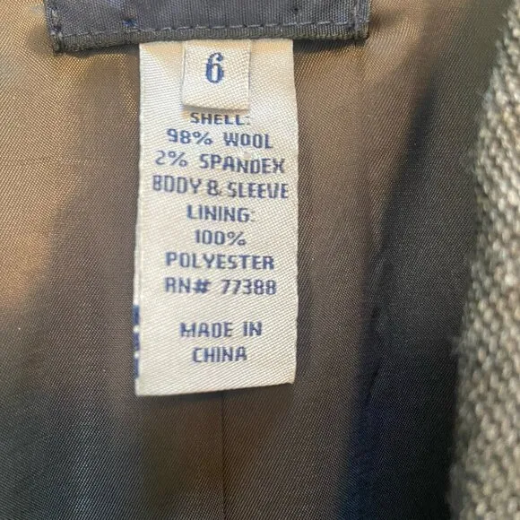 J Crew School Boy Wool Spandex Blazer Size 6 Gray Neutral Minimalist Preppy