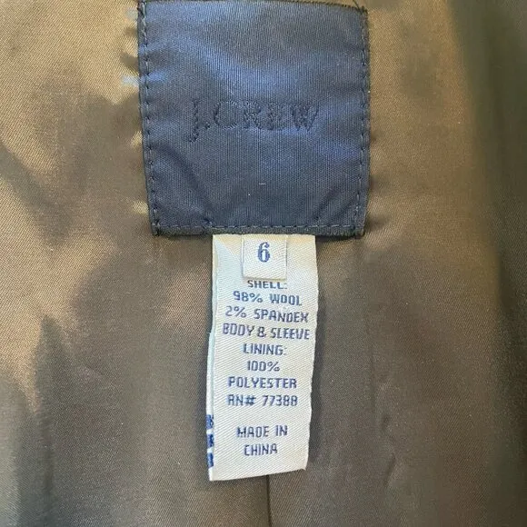 J Crew School Boy Wool Spandex Blazer Size 6 Gray Neutral Minimalist Preppy