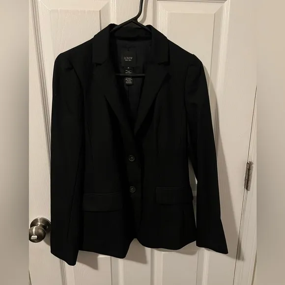 J. Crew Super 120 Wool Black Blazer Sz. 4 With Small Pinstripe