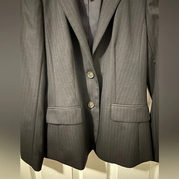 J. Crew Super 120 Wool Black Blazer Sz. 4 With Small Pinstripe