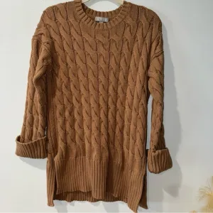 J Crew Sweater Womens‎ Small/Medium Cable Knit Brown Long Sleeve Pullover