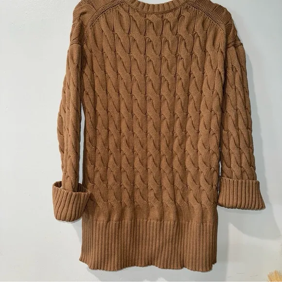 J Crew Sweater Womens‎ Small/Medium Cable Knit Brown Long Sleeve Pullover