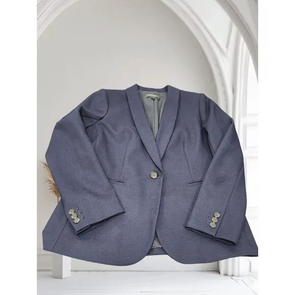 J Crew Women's Parke Blazer Wool Blend‎ Lined Navy Preppy/Career #G7726 Size 8