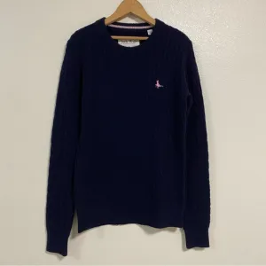 Jack Wills Sweater Women’s Size 4 Navy Cable knit Merino Wool Blend Sweater