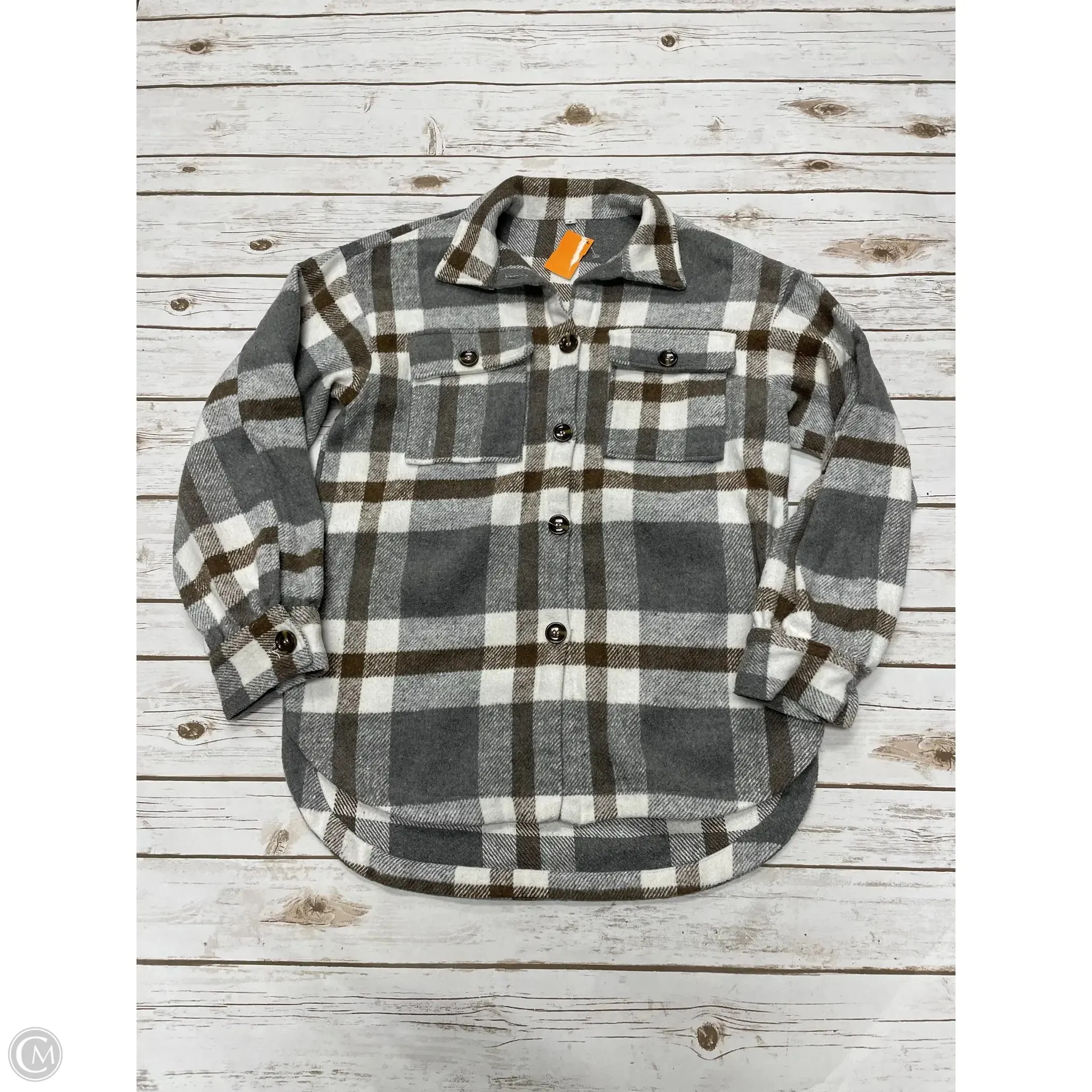 Jacket Shirt By Cmf In Plaid Pattern, Size: S