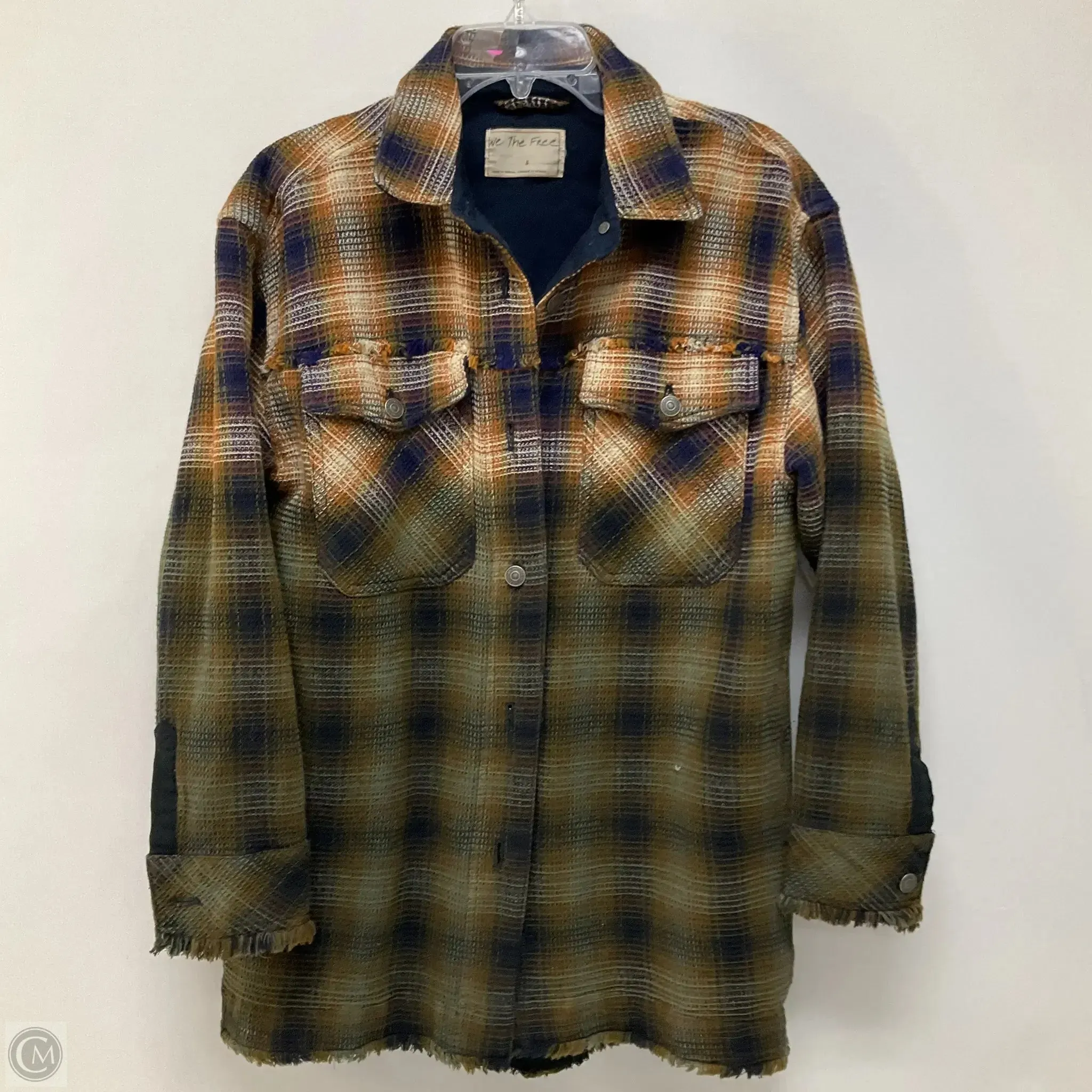 Jacket Shirt By Free People In Plaid Pattern, Size: S