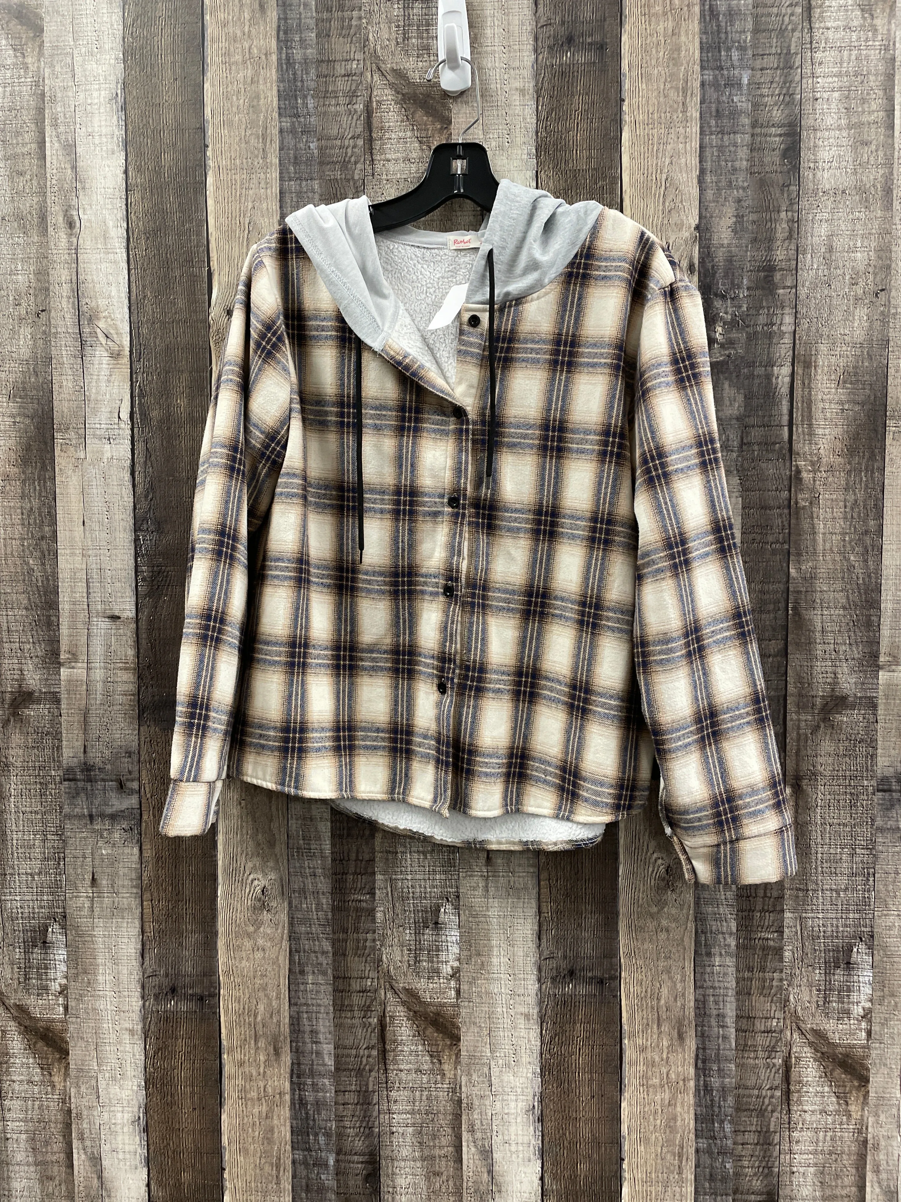 Jacket Shirt By Romwe In Plaid Pattern, Size: M
