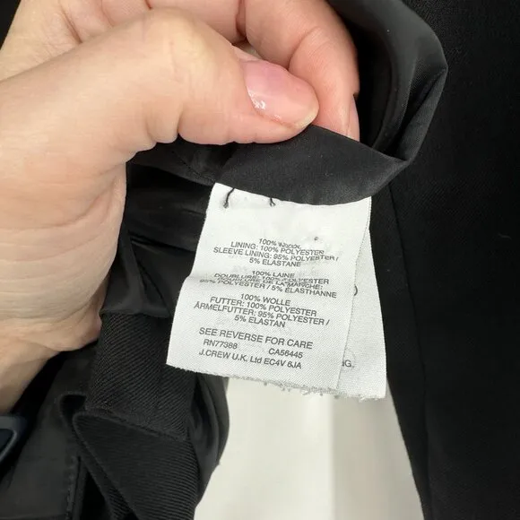 J.Crew Regency Blazer Super 120's Wool Black Size 4