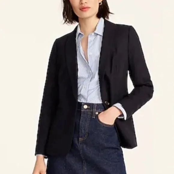 J.Crew Regency Blazer Super 120's Wool Black Size 4