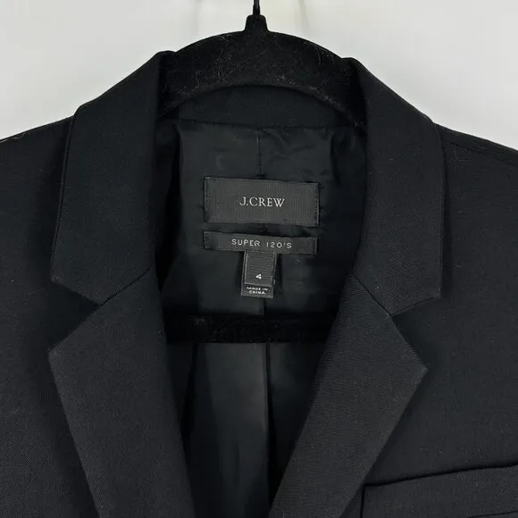 J.Crew Regency Blazer Super 120's Wool Black Size 4