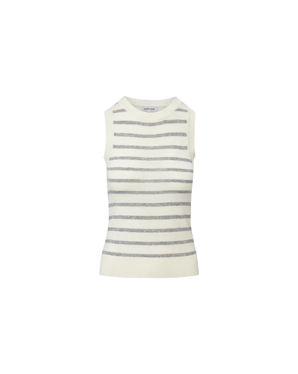 JERREL CASHMERE TANK IN IVORY/HEATHER GREY