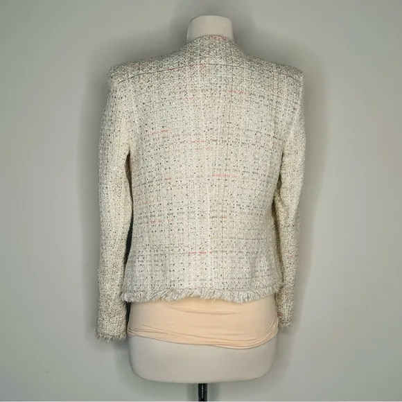 Joan Vass Ivory and Pink Open Front Wool Blazer Jacket