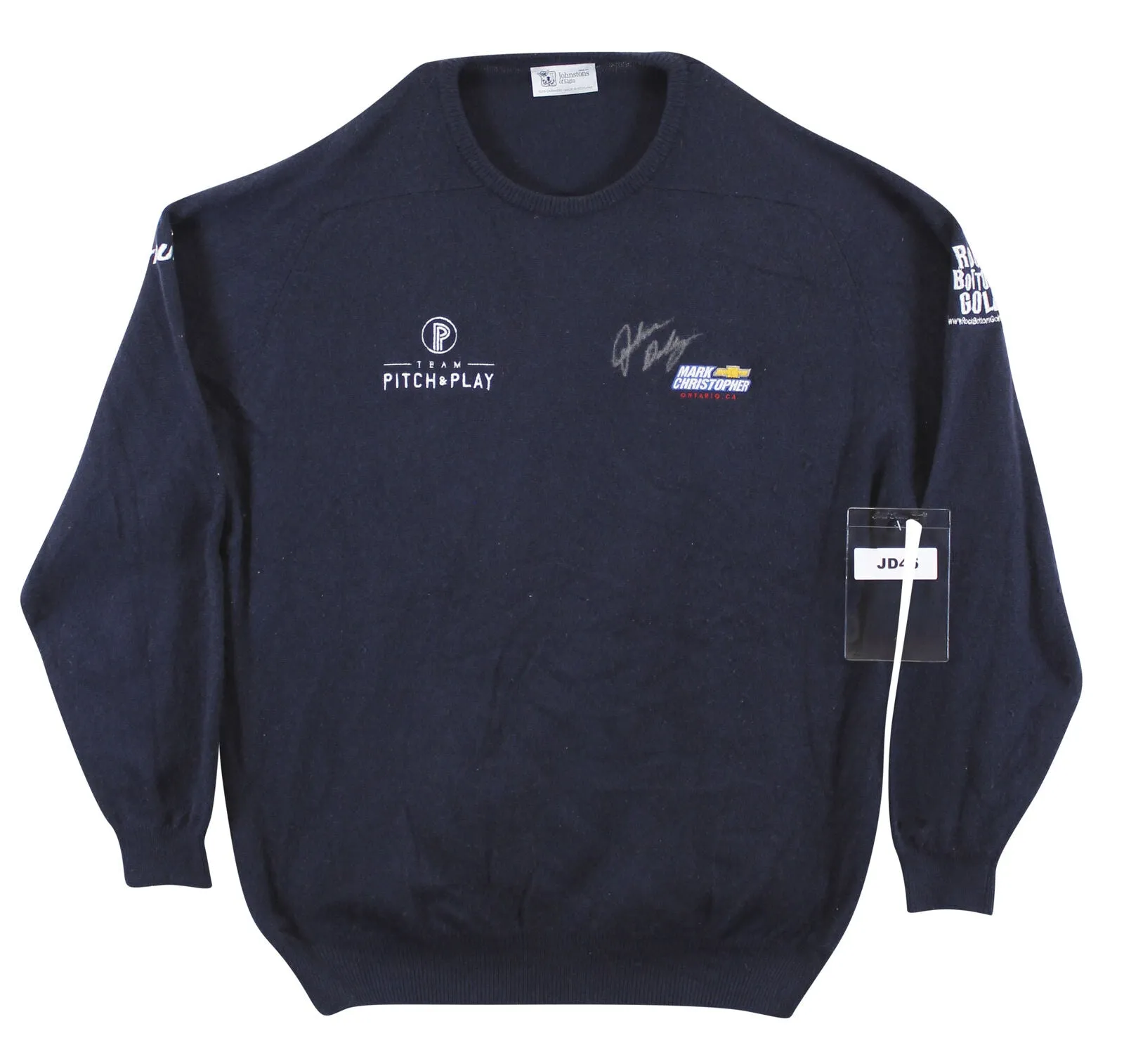 John Daly Signed Match Worn Navy Johnstons of Elgin Cashmere Sweater BAS