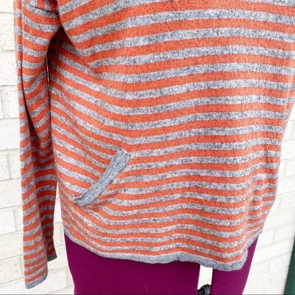Joie Orange &amp; Gray (Grey) Wool Cashmere Hoodie Sweater Size Small