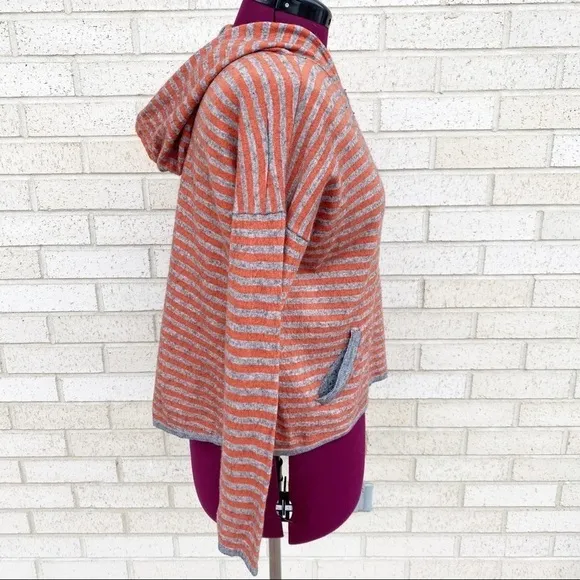 Joie Orange &amp; Gray (Grey) Wool Cashmere Hoodie Sweater Size Small