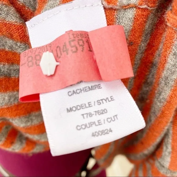 Joie Orange &amp; Gray (Grey) Wool Cashmere Hoodie Sweater Size Small