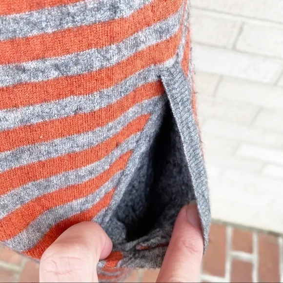 Joie Orange &amp; Gray (Grey) Wool Cashmere Hoodie Sweater Size Small
