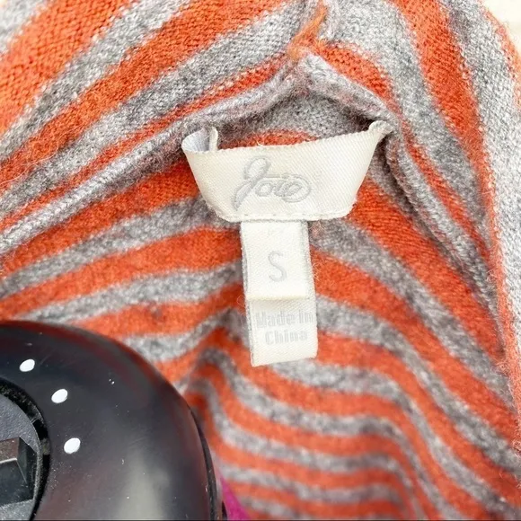 Joie Orange &amp; Gray (Grey) Wool Cashmere Hoodie Sweater Size Small