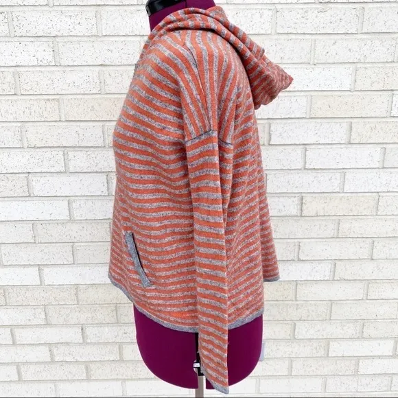 Joie Orange &amp; Gray (Grey) Wool Cashmere Hoodie Sweater Size Small