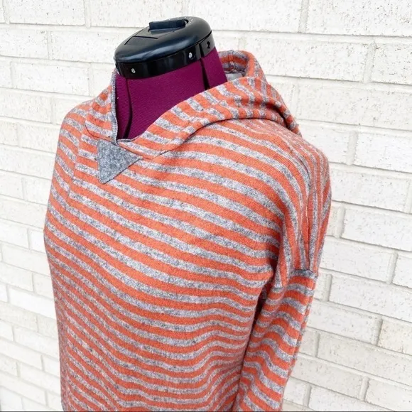 Joie Orange &amp; Gray (Grey) Wool Cashmere Hoodie Sweater Size Small