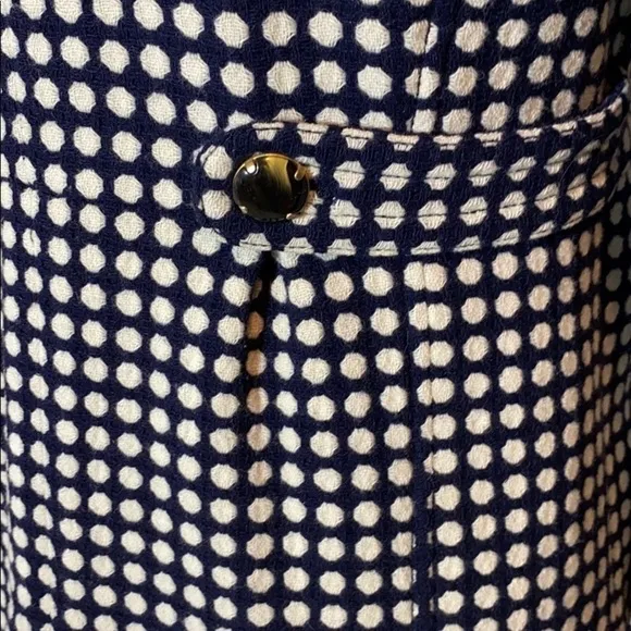 Juicy Couture Blazer Peacoat Jacket Wool Blend Navy White Polka Dot Medium