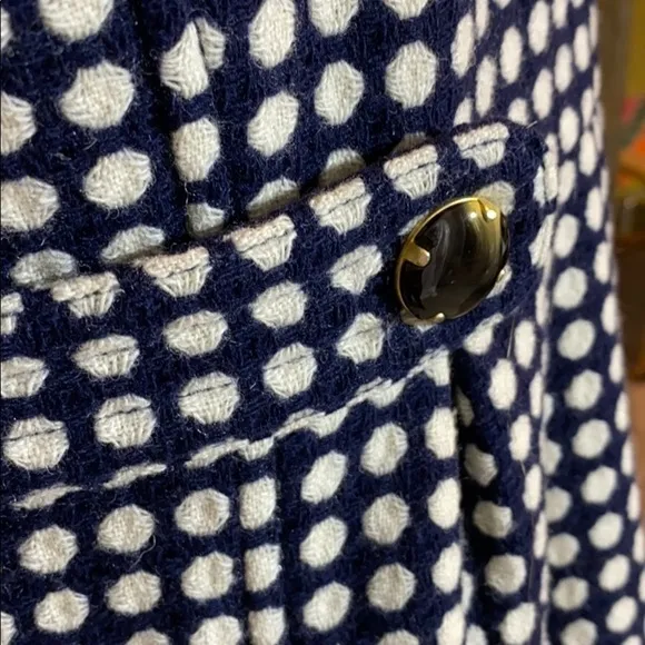 Juicy Couture Blazer Peacoat Jacket Wool Blend Navy White Polka Dot Medium