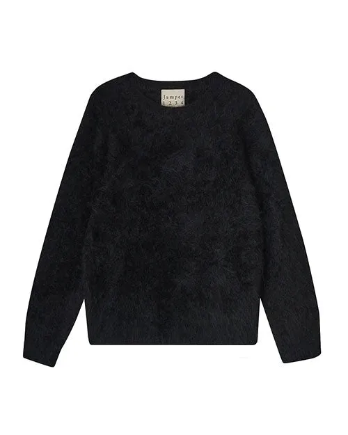 JUMPER 1234 | Brushed Cashmere Crew Sweater | Black
