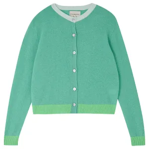 [Jumper1234]  Contrast Rib Cardigan - Mint/Apple