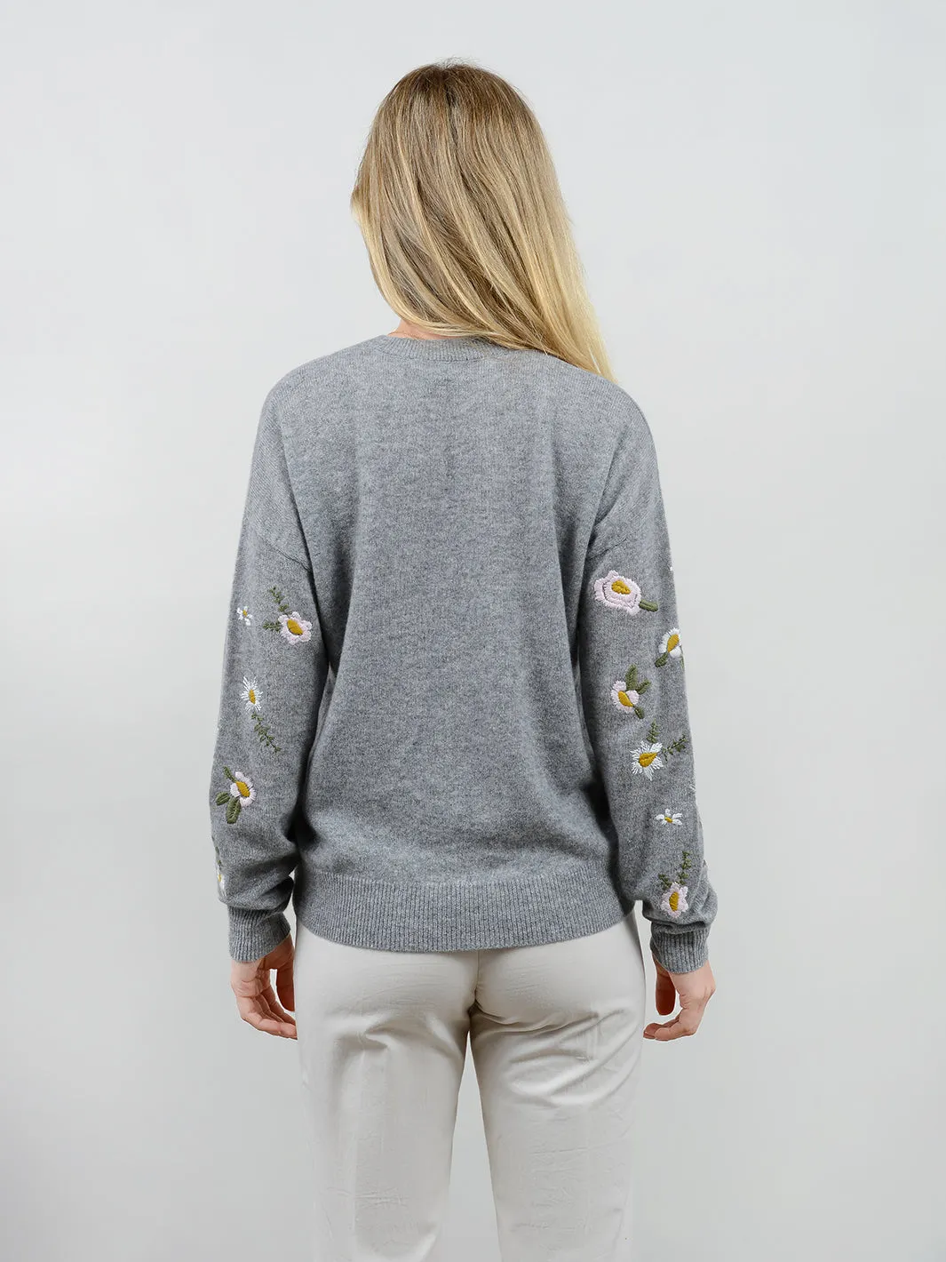 Kara Floral Embroidered Cashmere Sweater