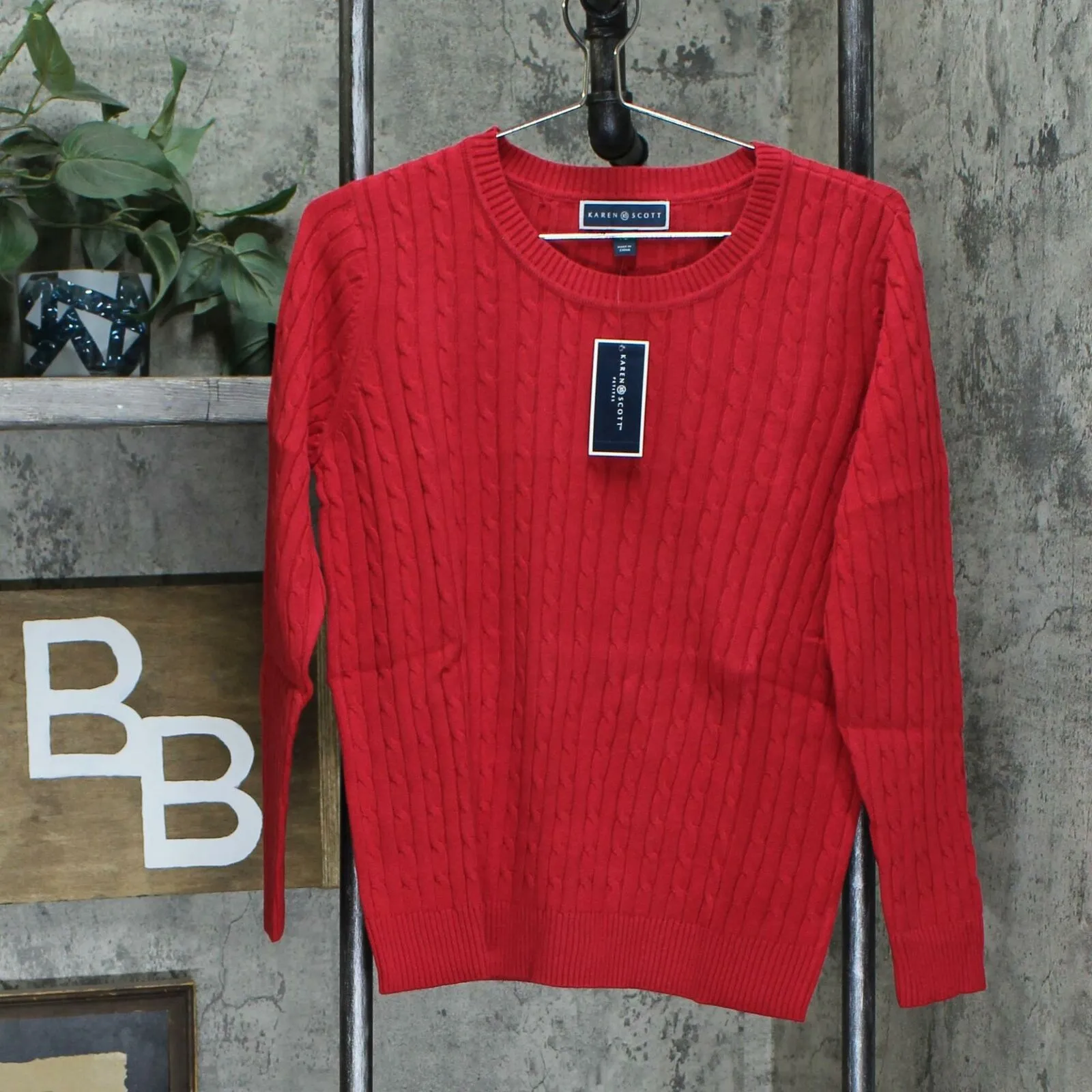 Karen Scott Petite Cotton Classic Cable Knit Sweater